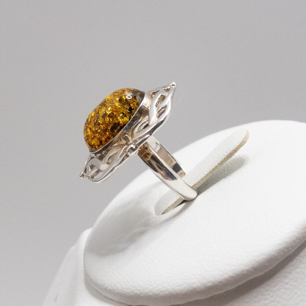 Polish Amber Sterling Silver Statement Ring | Size 6 - Picture 9 of 11